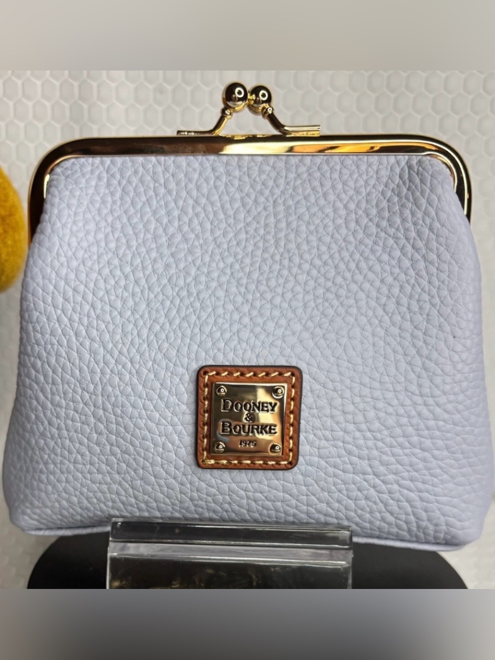 Dooney & Bourke Light Blue Leather Kiss-Lock Wristlet NWT